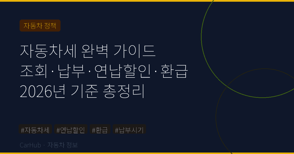 자동차세 완벽 가이드 – 조회·납부·연납할인·환급 2026 총정리