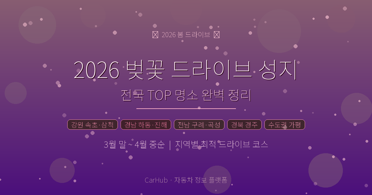 2026 벚꽃 드라이브 성지 완벽 정리 – 전국 TOP 명소 & 개화 시기
